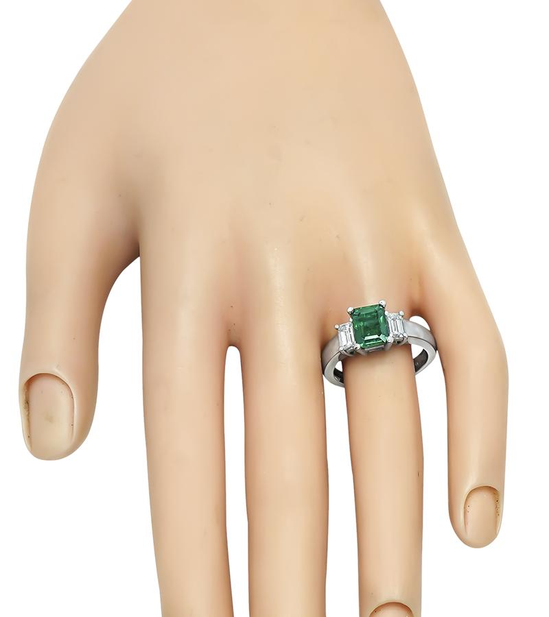 Estate AGL Certified 1.45ct Emerald 0.70ct Diamond Engagement Ring