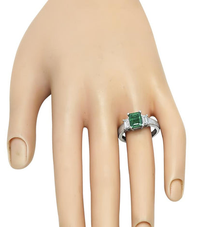 Estate AGL Certified 1.45ct Emerald 0.70ct Diamond Engagement Ring