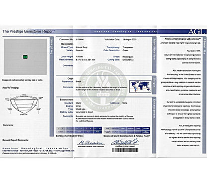Estate AGL Certified 1.45ct Emerald 0.70ct Diamond Engagement Ring
