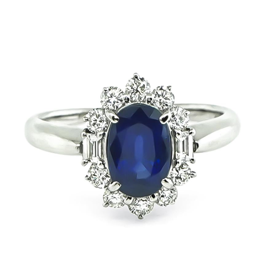 AIGS Certificate 1.74ct Sapphire 0.65ct Diamond Engagement Ring