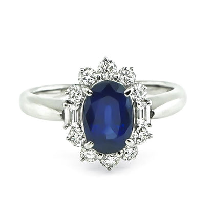 AIGS Certificate 1.74ct Sapphire 0.65ct Diamond Engagement Ring