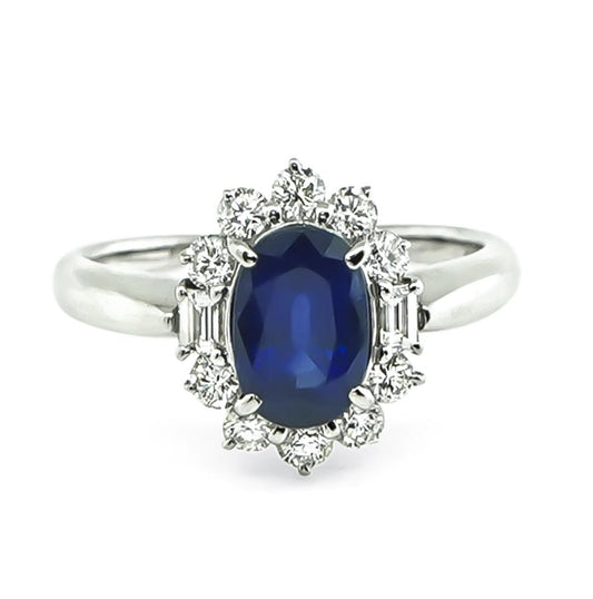 AIGS Certificate 1.74ct Sapphire 0.65ct Diamond Engagement Ring