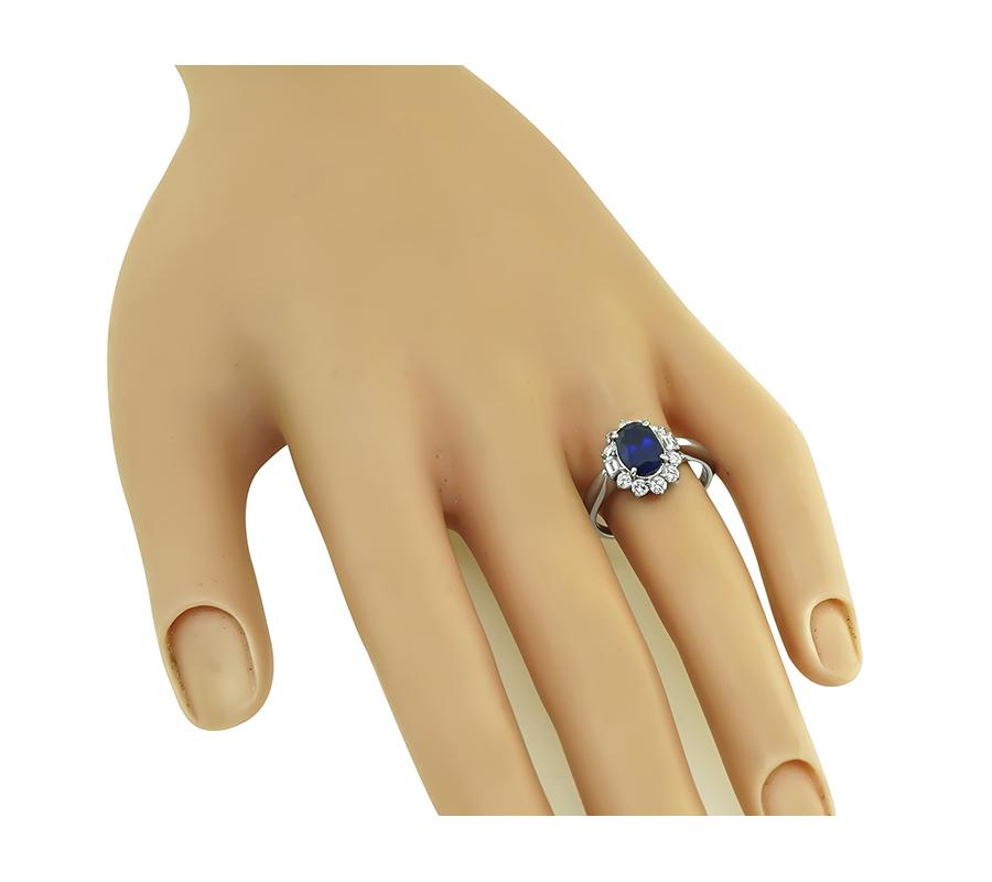 AIGS Certificate 1.74ct Sapphire 0.65ct Diamond Engagement Ring