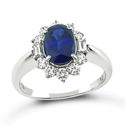 AIGS Certificate 1.74ct Sapphire 0.65ct Diamond Engagement Ring