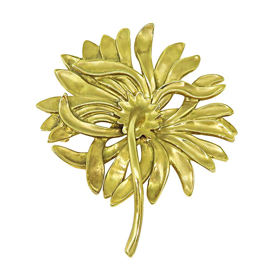 Estate A. Cummings 18k Yellow Gold Flower Pin