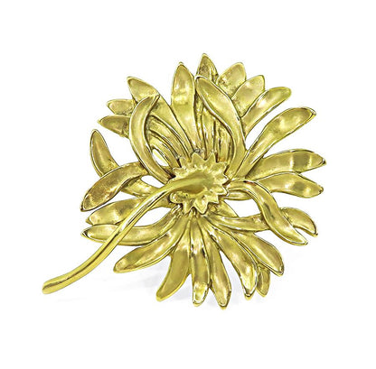 Estate A. Cummings 18k Yellow Gold Flower Pin