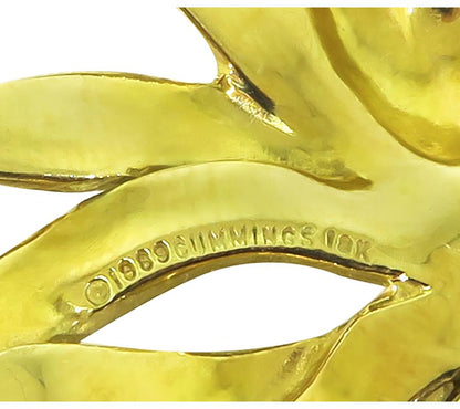 Estate A. Cummings 18k Yellow Gold Flower Pin