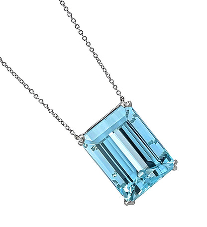 Estate 20.00ct Aquamarine Pendant Necklace