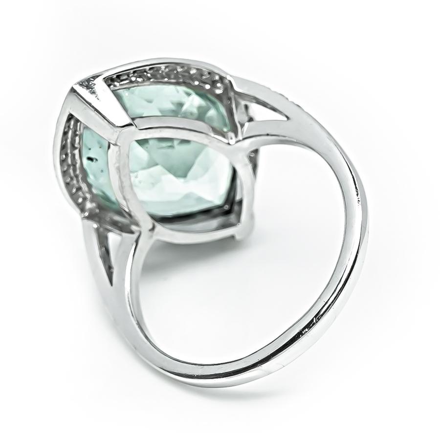 Estate 25.00ct Aquamarine Diamond 18k Gold Ring