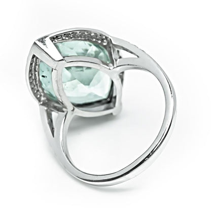 Estate 25.00ct Aquamarine Diamond 18k Gold Ring