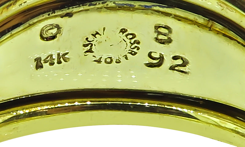 Estate Asch Grossbardt 0.30ct Diamond Multi Gemstone Inlay Gold Ring