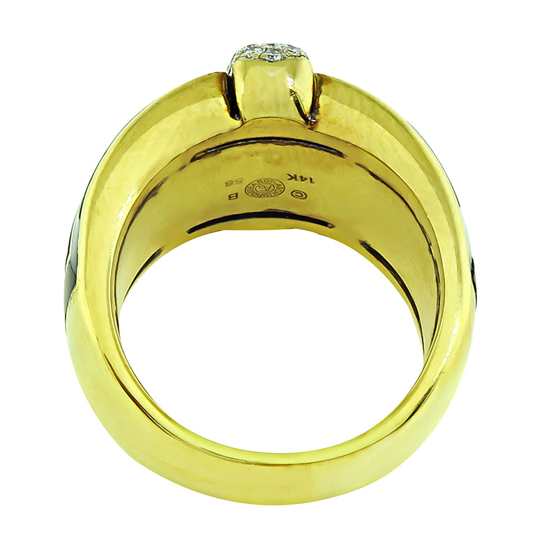 Estate Asch Grossbardt 0.50ct Diamond Onyx Mother of Pearl Ring