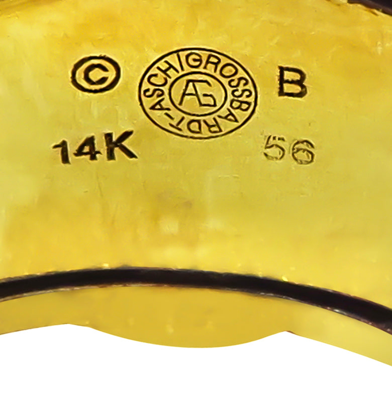 Estate Asch Grossbardt 0.50ct Diamond Onyx Mother of Pearl Ring