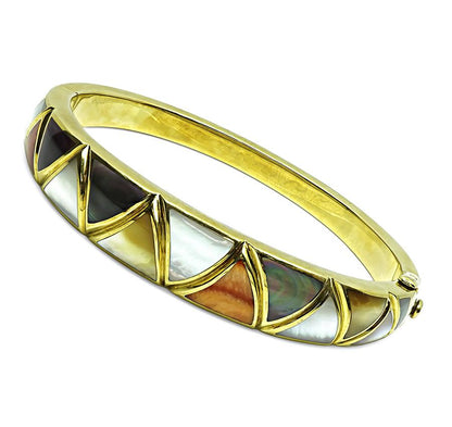 Estate Asch Grossbardt Multi Gemstone Inlay Gold Bangle