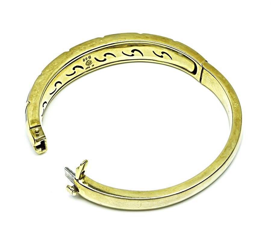 Estate Asch Grossbardt Multi Gemstone Inlay Gold Bangle