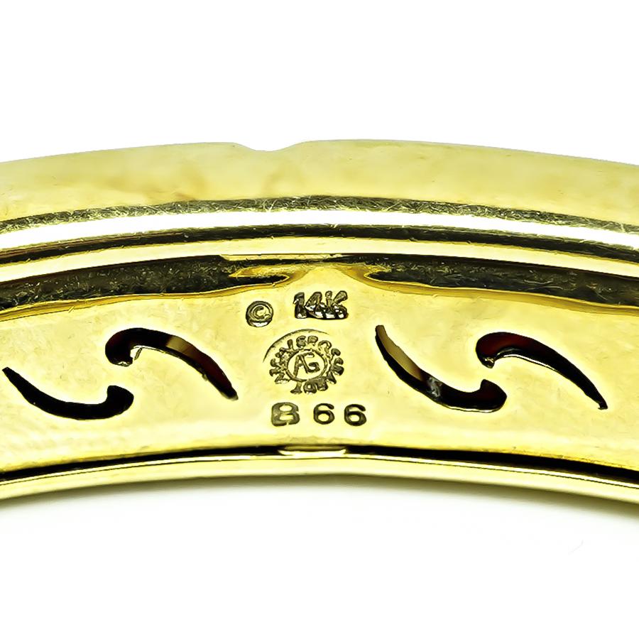 Estate Asch Grossbardt Multi Gemstone Inlay Gold Bangle