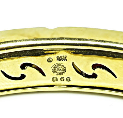 Estate Asch Grossbardt Multi Gemstone Inlay Gold Bangle