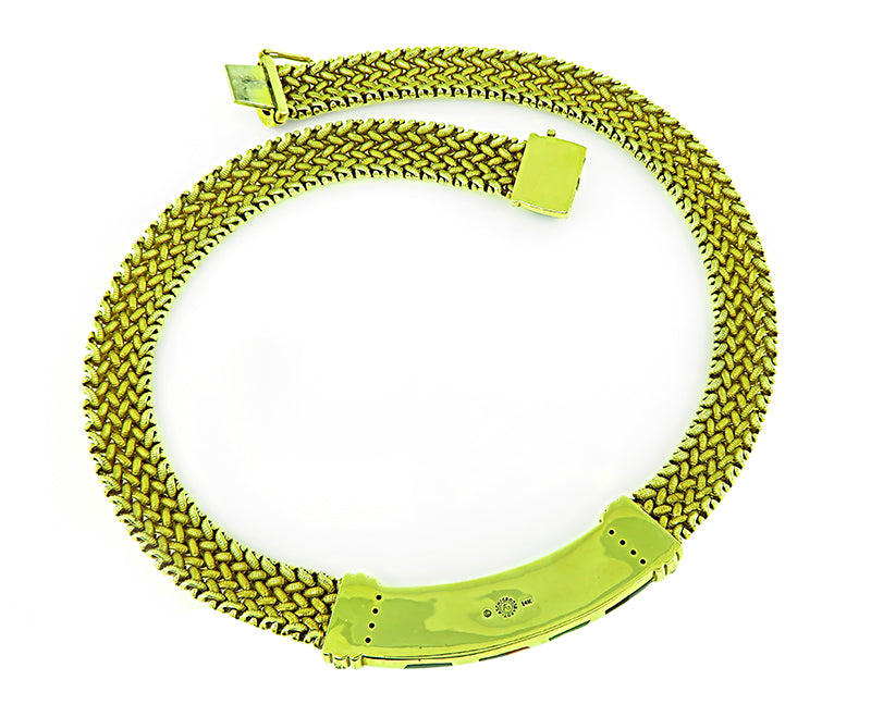 Estate Asch Grossbardt Diamond Multi Gemstone Inlay Gold Necklace