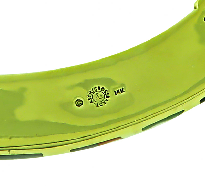 Estate Asch Grossbardt Diamond Multi Gemstone Inlay Gold Necklace