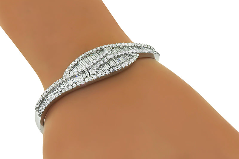 Estate 5.00ct Diamond White Gold Bangle