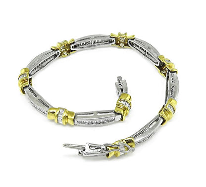 Estate 2.50ct Diamond Platinum and 18k Yellow Gold Bracelet