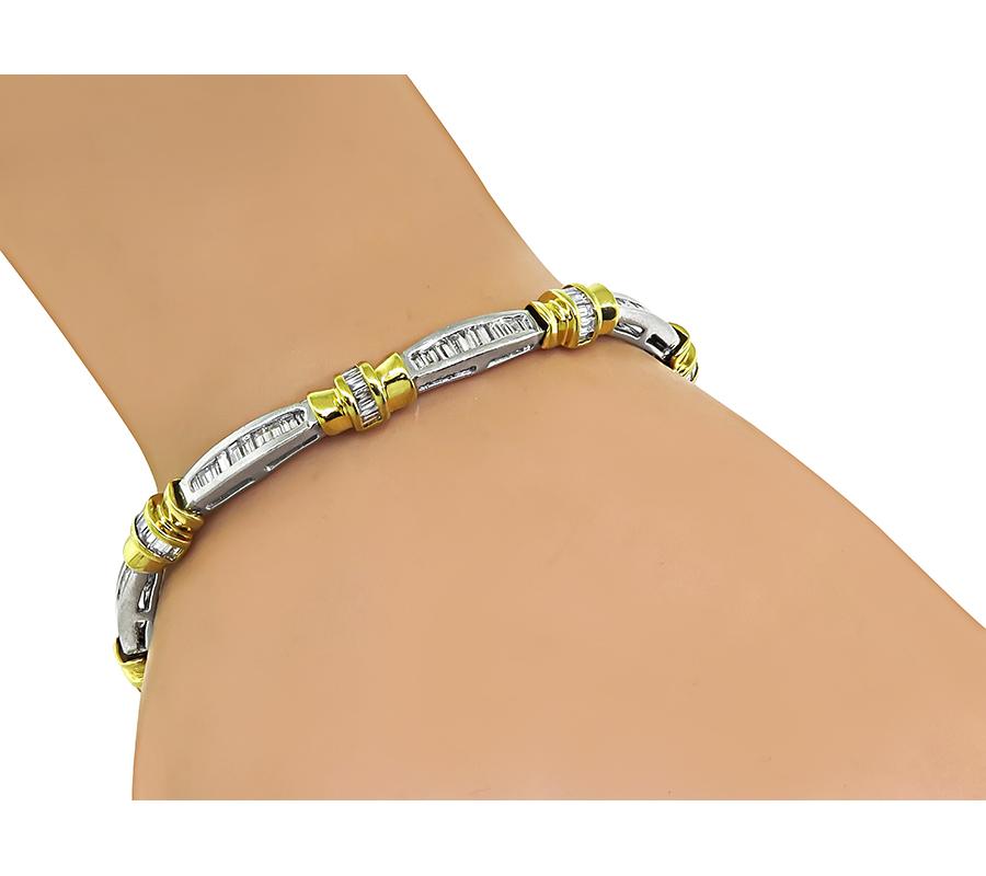 Estate 2.50ct Diamond Platinum and 18k Yellow Gold Bracelet