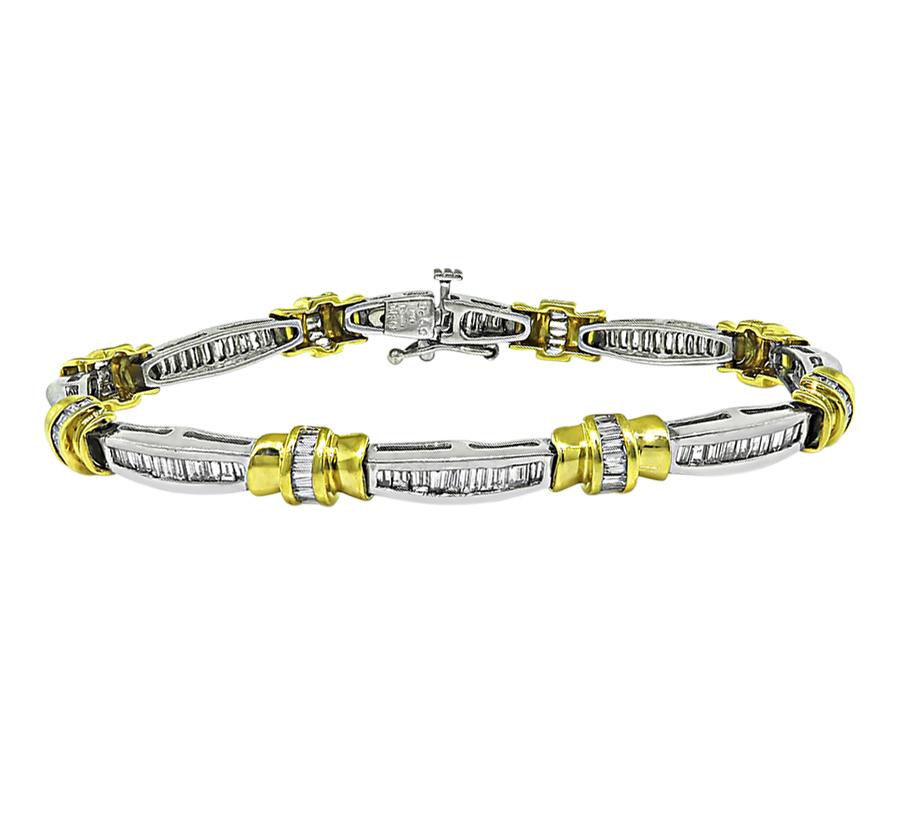 Estate 2.50ct Diamond Platinum and 18k Yellow Gold Bracelet