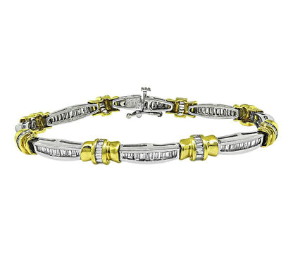 Estate 2.50ct Diamond Platinum and 18k Yellow Gold Bracelet