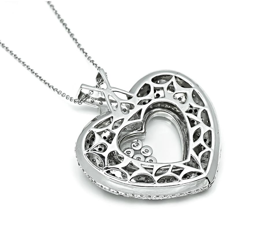 Estate 4.20cttw Black and White Diamond Heart Pendant Necklace