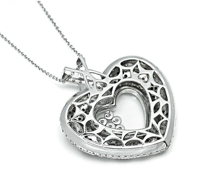 Estate 4.20cttw Black and White Diamond Heart Pendant Necklace