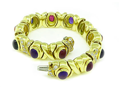 Estate Black Starr and Frost Diamond 30.00ct Semi Precious Stone Gold Bracelet