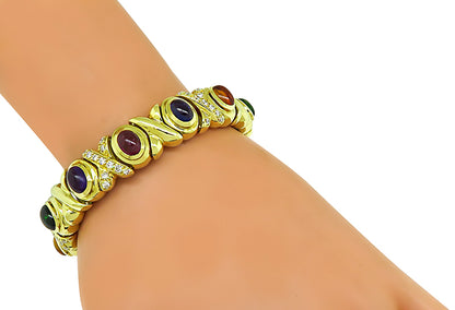 Estate Black Starr and Frost Diamond 30.00ct Semi Precious Stone Gold Bracelet