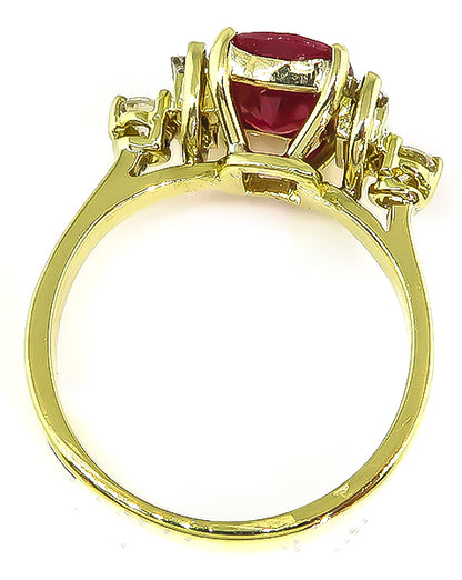 Estate 2.03ct Burma Ruby Diamond Engagement Ring