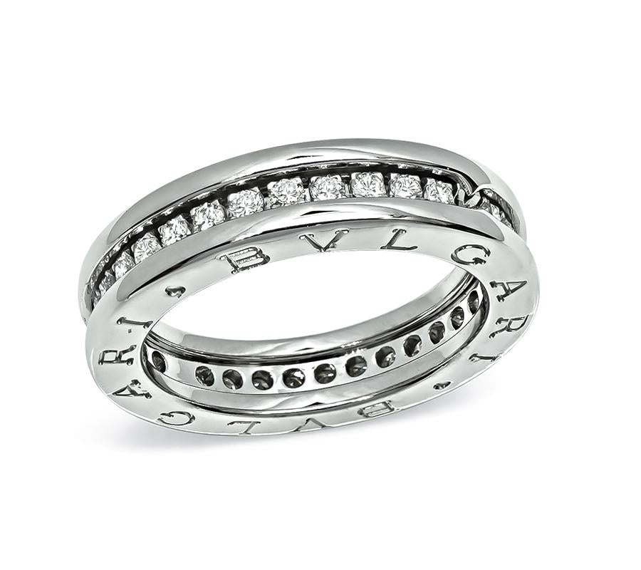Estate Bvlgari 0.60ct Diamond 18k White Gold B.Zero1 Band