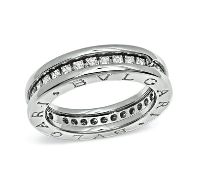 Estate Bvlgari 0.60ct Diamond 18k White Gold B.Zero1 Band
