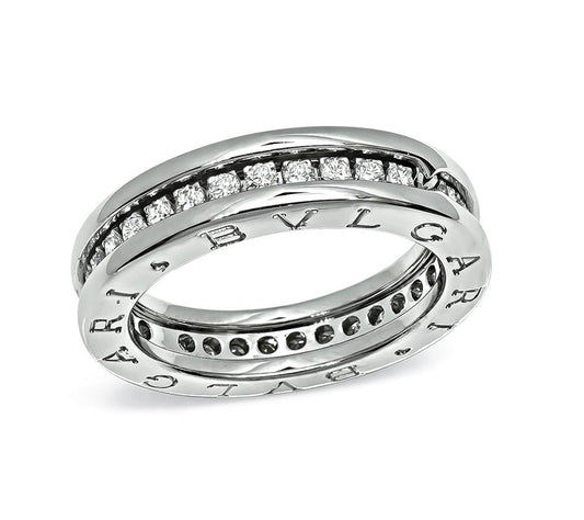 Estate Bvlgari 0.60ct Diamond 18k White Gold B.Zero1 Band