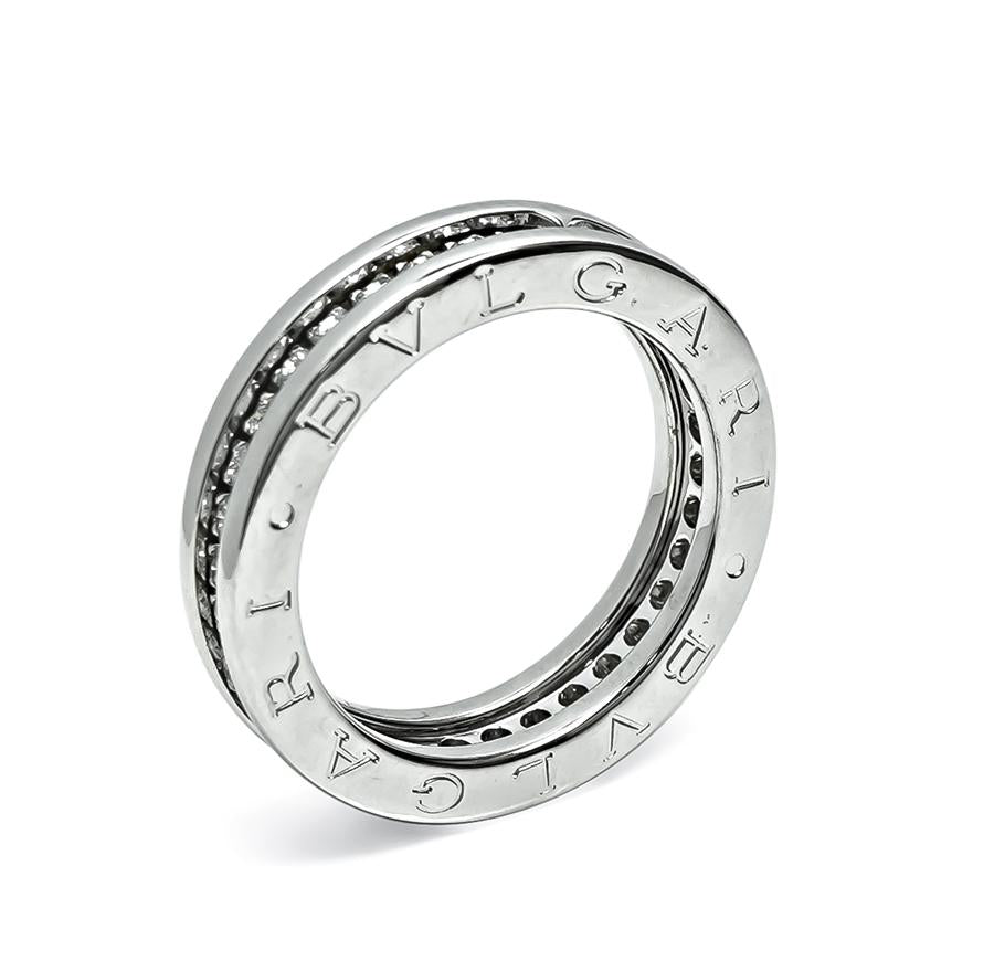 Estate Bvlgari 0.60ct Diamond 18k White Gold B.Zero1 Band