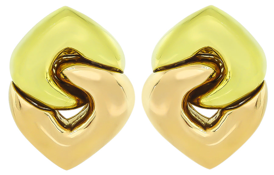 Estate Bvlgari Two Tone Yellow and Pink Gold Earrings