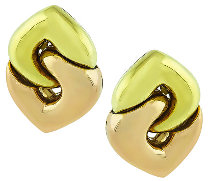 Estate Bvlgari Two Tone Yellow and Pink Gold Earrings