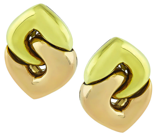 Estate Bvlgari Two Tone Yellow and Pink Gold Earrings