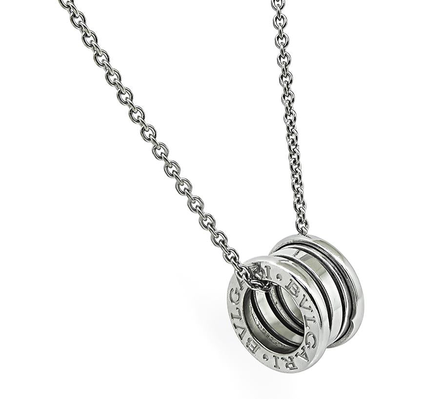 Estate Bvlgari B.Zero 18k White Gold Pendant Necklace