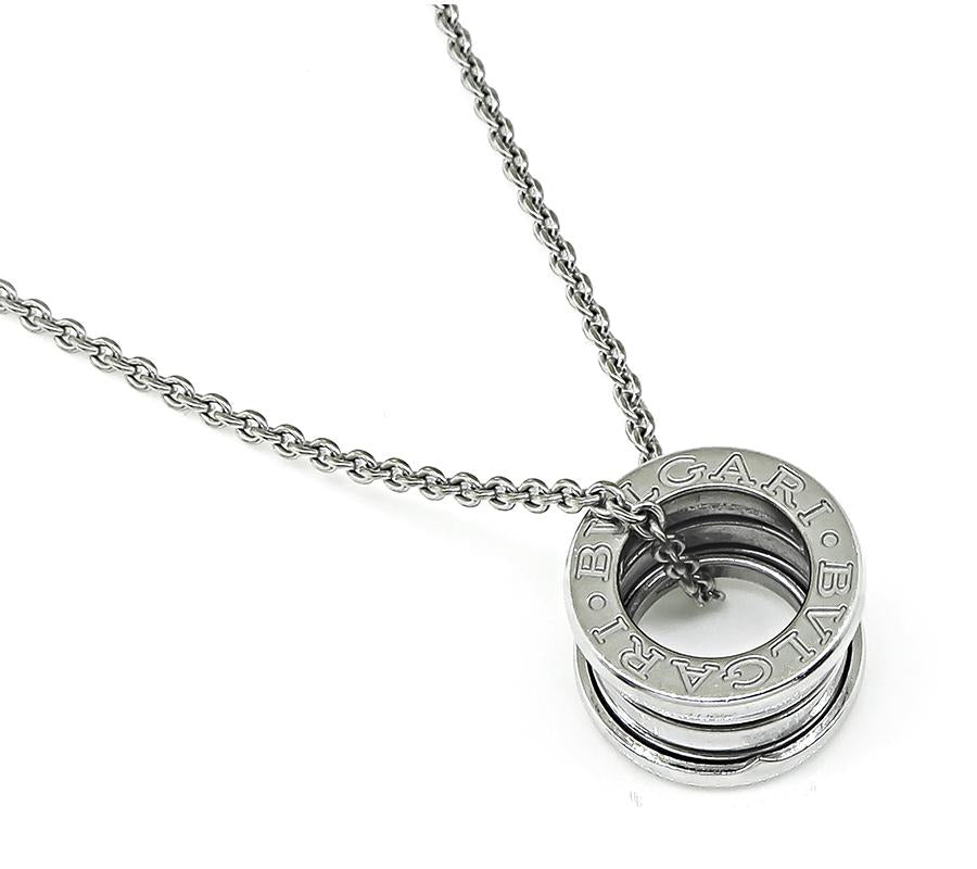 Estate Bvlgari B.Zero 18k White Gold Pendant Necklace
