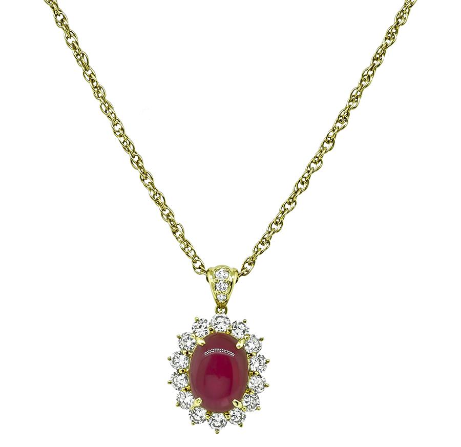 5.06ct Burma Ruby 1.40ct Diamond Gold Pendant Necklace