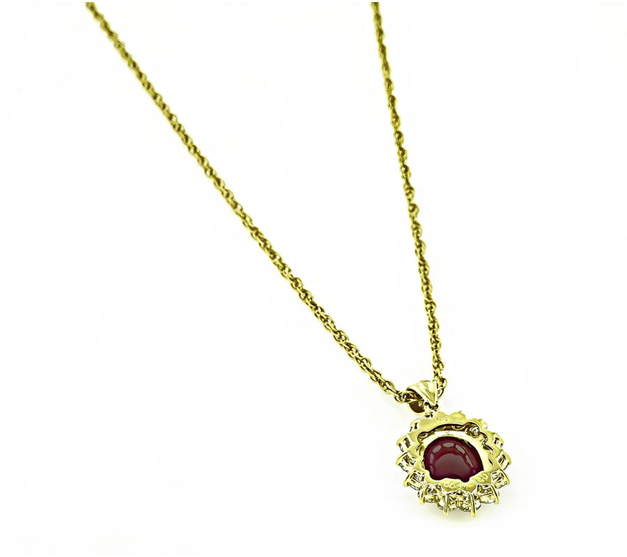 5.06ct Burma Ruby 1.40ct Diamond Gold Pendant Necklace