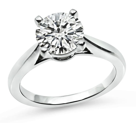 Estate Cartier GIA Certified 1.09ct Diamond Solitaire Engagement Ring