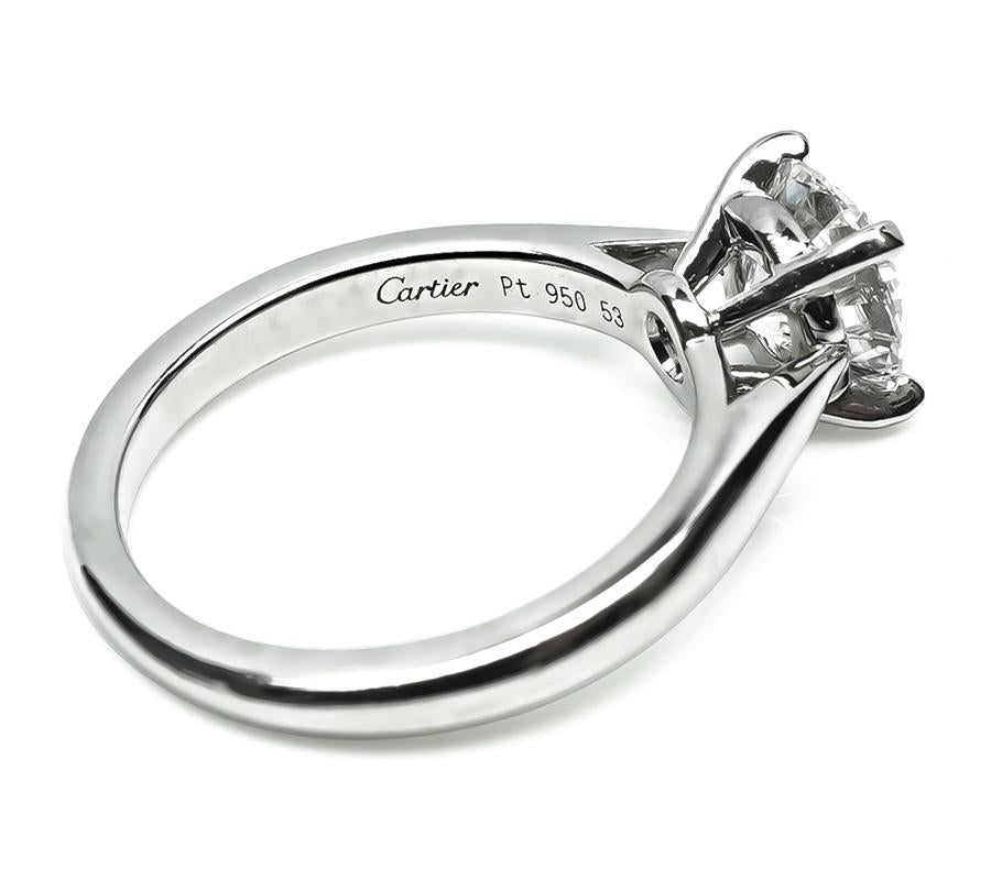 Estate Cartier GIA Certified 1.09ct Diamond Solitaire Engagement Ring