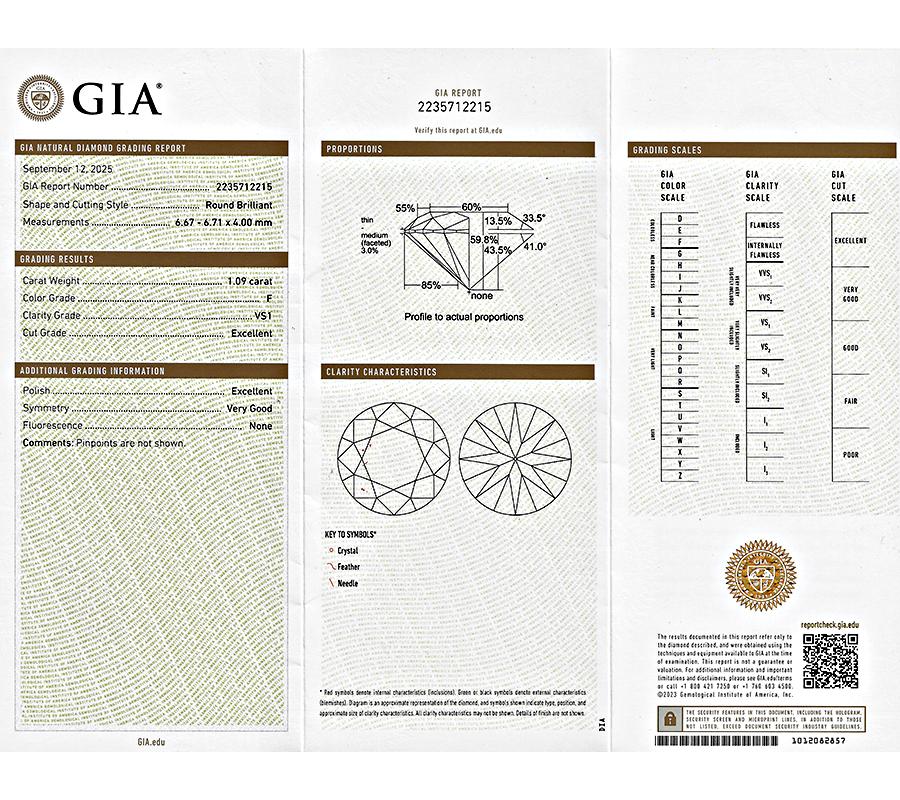 Estate Cartier GIA Certified 1.09ct Diamond Solitaire Engagement Ring