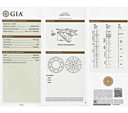 Estate Cartier GIA Certified 1.09ct Diamond Solitaire Engagement Ring