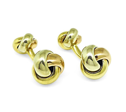 Estate Cartier Three Tone 18k Gold Knot Cufflinks