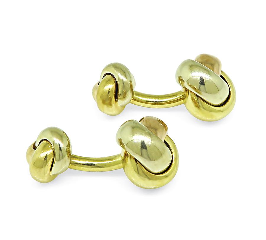 Estate Cartier Three Tone 18k Gold Knot Cufflinks